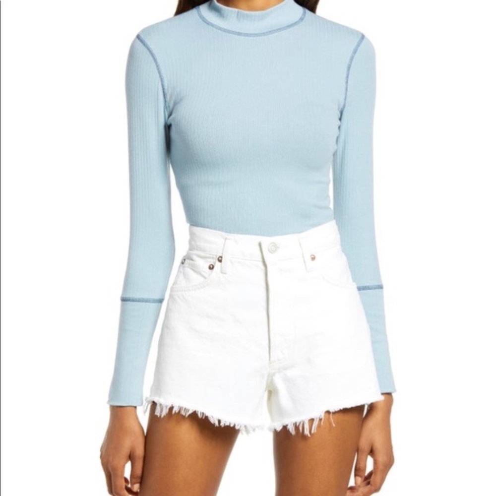 FREE PEOPLE BOHO KNIT TOP PULLOVER KNIT LONG SLEEVES MOCK NECK COTTON TEE A3C - Picture 4 of 16